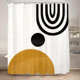 KOMLLEX Cute Mid Century Shower Curtain Set for Bathroom Fabric Abstract Sun Minimalistic Curve Bathtub Curtains Men Kids Aesthe