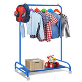 YGJT Kids Clothing Rack, Baby Clothes Rack for Hanging Clothes with Wheels and Bottom Storage Shelf, Small Toddler Garment Rack