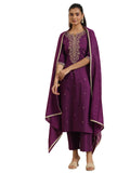 Libas Women'S Silk Blend Kurta Sets (99197_Burgundy_S)