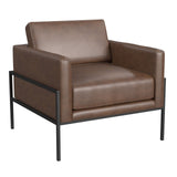 HomePop Modern Metal Frame Accent Chair Home D cor|Accent Chairs for Living Room & Bedroom - Brown Faux Leather