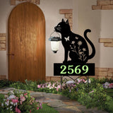 Address Signs for Houses,YY Gardenia Solar Lantern Garden Stake with Glow in the Dark House Numbers-Waterproof Outdoor Yard Sign