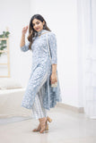 Anni Designer Women'S Rayon Viscose Straight Printed Kurta With Pant & Dupatta (Dacoit Grey_Xxl_Grey_Xx-Large),Grey,2XL,,,