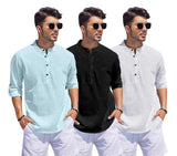Bellstone Men'S Solid Regular Fit Dress Shirt (1500_3Combo_Aqua-Black-White_S