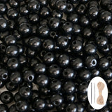 400Pcs Black Wooden Beads with Hole, Round Loose Natural Wood Spacer Beads with 33ft Hemp Rope 2pcs Bead Needle for Necklace Bra