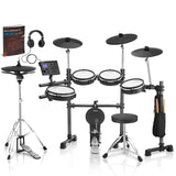 AKLOT Expanded-Size Electric Drum Set: 12'' Two-Piece Standalone Hi-Hat, Independent Kick Drum and 10'' Dual-Zone Snare, 12'' Tr