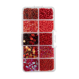 John Bead Sequins and Beads Kit APX 81g Mix 10 Types, Red Palette
