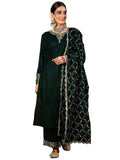 Libas Women'S Velvet Yoke Design Kurta Set (39040_Green