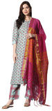Anni Designer Women'S Cotton Straight Kurta With Pant & Dupatta (Kptd-Cot-10004-Light Green_M_Light Green_Medium),Light Green,M