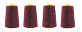 Mandala Crafts 4 Pack of Serger Threads Cones Spools - 20S/2 24000 Yards Polyester Burgundy Threads for Sergers Machine and Over