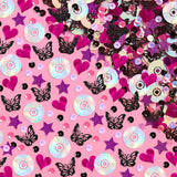 xo, Fetti Y2K Confetti - 200 Pc Party Confetti | Retro 90s 2000s Birthday Decorations, Butterfly Stars CD Iridescent, Purple Pin