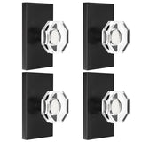 SHINY HANDLES 4 Pack Black Crystal Half Dummy Door Knob, Inactive Glass Door Knobs for Hall and Closet, Non-Locking