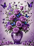 DIYCYCY Floral&Butterfly Diamond Art Kits for Adults Beginners,DIY 5D Diamond Painting Flowers,Round Full Drill Gem Art for Adul