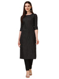 Wedani Women'S Cotton Round Neck Casual Wear Straight Kurta (Krt514) (Black X-Large),BLACK,M