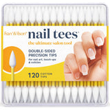 Fran Wilson NAIL TEES COTTON TIPS 120 Count - The Ultimate Nail Tool, Multi-Purpose Double-sided Swabs with Pointed Ends for Pre