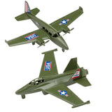 TimMee Prop Plane and Fighter Jet 2pc OD Green Plastic Army Men Air Support