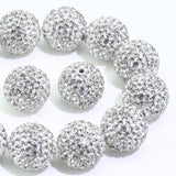 Dowarm 16MM White Rhinestone Beads for Crafting, Round Polymer Clay Crystal Beads for Jewelry Making Bracelet Necklace Earring B