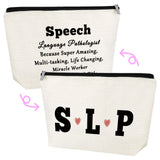 Gfhzdmf Speech Therapist Gift for Women Makeup Bag SLP Pathology Gift Cosmetic Bag Speech Therapy SLP Pathology Present for Teac