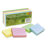 100% Recycled Notes, 1 1/2 x 2, Four Pastel Colors, 12 100Sheet Pads/Pack