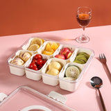 ZAWZA Fridge Organizer Storage Box with 8 Removable Compartments, Veggie Tray with Transparent Lid & Carry Handle, Vegetables, S
