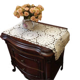 USTIDE 100% Cotton Crochet Lace Rectangular Table Runner Bedside Table Cover Ecru Dresser Scarf Doilies,2pcs 11 Inch X23 Inch