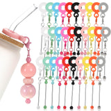 Sayglossy 30 Pcs Beadable Tumbler Straw Charm Adapters Beaded Cup Blank Bar Compatible with Stanley Silicone Pendant Ornament fo