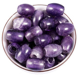 Nupuyai Pack of 30 Barrel Large Hole Beads for Jewelry Making, Polished Rondelle Stone Macrame Beads fit Charms Bracelet, Amethy