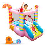 Candy Bounce House for Kids Ages 3-6, Sweet Inflatable Bouncy Castle with Slide, Indoor Outdoor Small Jumping House with Blower,