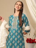 Anni Designer Women'S Cotton Blend Printed Straight Kurta With Pant & Dupatta (Kai Green_S_Green_Small),Green,S,,,