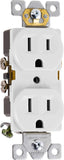 GE UltraPro Duplex HeavyDuty Receptacle, White, Wall Outlet, Reinforced Yoke, Selfgrounding Clip, 3 Prong, Supports 15A, UL Li