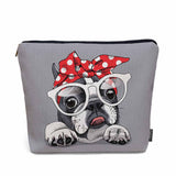 Kalygon Makeup Bag French Bulldog Makeup Bags For Purse Pouch, Cute Puppy Bulldog Glasses Travel Toiletry Bag Cosmetic Bag Makeu