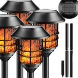 ZOOHAR Solar Outdoor Lights, Waterproof Pathway Torches, LED Metal Landscape Path Lights for Garden Patio Balcony & Pool (Pack o