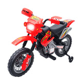 Qaba 6V Kids Motorcycle Dirt Bike Electric Battery-Powered Ride-On Toy Off-Road Street Bike with Training Wheels Red