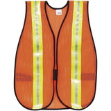 MCR SAFETY V201R Orange Safety Vest, 2 in. Reflective Strips, Polyester, Side Straps, One Size