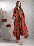 Anni Designer Women'S Rayon Blend Anarkali Printed Kurta With Palazzo & Dupatta (Cia Red-Vks06_Xxl_Red_Xx-Large),Red,2XL,,,