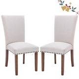 Parsons Dining Chairs Set of 4, Upholstered Nailhead Dining Room Kitchen Side Chair with Thick Cushions and Wood Legs, Dark Grey