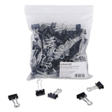 Universal 10200VP Small Binder Clips, ZipSeal Bag, 3/8Inch Capacity, 3/4Inch Wide, Black, 144/Bag
