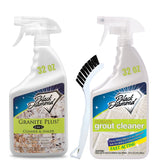 Granite Plus (Cleaner & Sealer) Deep Cleans & Seals All Natural Stone Countertops + Ultimate Grout Cleaner with Brush - Safe for