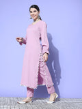 Varanga Women'S Silk Blend Kurta Set Pink 2Xl