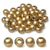 120 15mm Wood Beads - Hole 7mm for Macrame Projects, Large Hole Gold Wooden Marame Beads for Handmade Crafts Home Decor