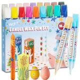 VVF Candle Paint Set, 18-Color Candle Wax Pens (3 Metallics) with Sponge & Sticker Stencils, Great for Candle Making, DIY Crafts