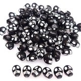 200+ Pieces 10x8mm Halloween Skull Beads for Jewelry Making Bracelets Necklaces Key Chains, Black Acrylic Mixed Skeleton (White