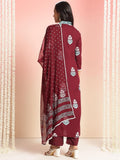 Anni Designer Women'S Rayon Viscose Floral Straight Kurta With Pant & Dupatta (Belagavi Vks04_Wine_X-Large),Wine,XL,,,