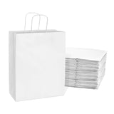 Prime Line Packaging Medium White Gift Bags with Handles, Shopping Totes for Small Business, Boutiques, Merchandise, Parties, Bu