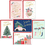 BGTCARDS Christmas Cards, 24 Merry Christmas Cards with Envelopes, 6 Assorted Designs Bulk Greeting and New Years Cards, Perfect