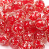 20 PCS Red Luminous Glass Beads 8mm Making Glow in The Dark Beads Gold Sand Round Loose Beads DIY Craft Necklace give Away Cryst
