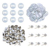 Mini Skater 40set Metal Fastener Brad with Silver Washers for Paper Craft,Flat Round Head Mushroom Studs Bottom Prong Small Spli