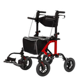 ELENKER All-Terrain 2 in 1 Rollator Walker & Transport Chair, Folding Wheelchair with 10Non-Pneumatic Wheels for Seniors, Re