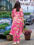 Gosriki Women'S Rayon Viscose Printed A-Line Kurta With Pant (Ladat Pink-Vks06-Gs_Xl_Pink_X-Large),Pink,,B0F8QBRTHV