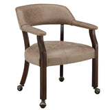 LEEMTORIG Large Dining Chairs with Casters and Arms, Rolling Dining Chairs with Wheels, Accent Wood Boss Caption's Chairs, 26 D