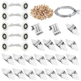 Lounsweer 117 Pcs Garage Door Rollers Hinges Set Bracket Screw Wire Rope Replacement Parts Nylon Garage Wheels Quiet High Load 6